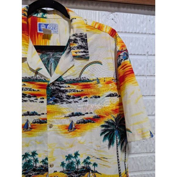 RJC Vintage Men's Multi-Color Short-Sleeve Tropical Button Front Shirt Size XL - Picture 2 of 5